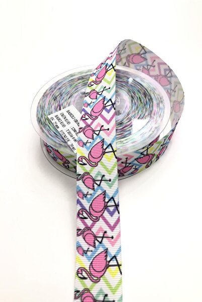 Limelia Panglică cu model flamingo 2,5 cm 1 m