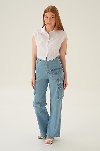 Rays Μοντέλο 13100 - Ανοιχτό μπλε τζιν με τσέπη Cargo