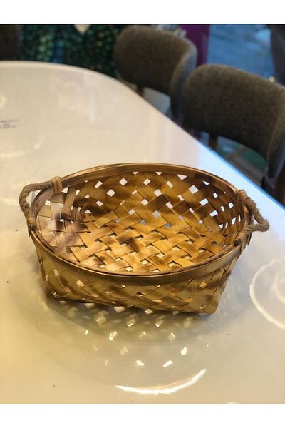 Sever Wooden Wicker Round 3 Piece Basket