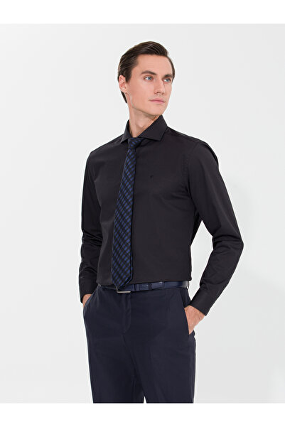Cacharel Siyah Slim Fit %100 Pamuk İtalyan Basic Gömlek 50268927-VR046