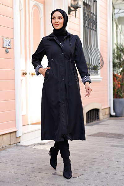 Pamuk Butik Kadın Kapüşonlu Uzun Trençkot