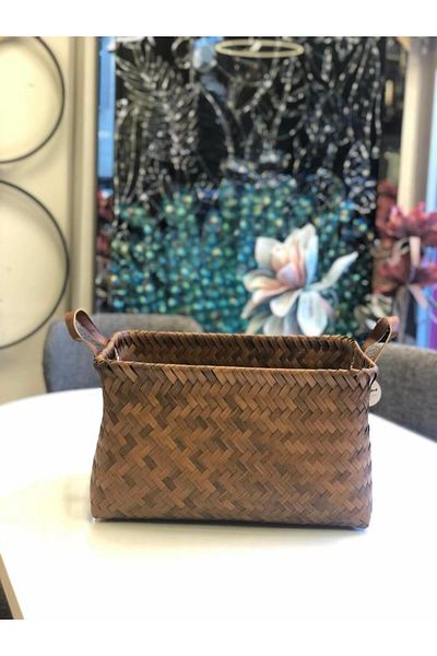 Sever Brown Rectangular Knitted Basket 40X31X23Cm
