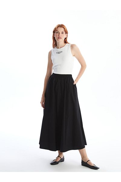 LC Waikiki Lcwk Elastic Waist Straight Poplin Women's Skirt