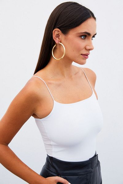Sateen Bluză Crop cu curea de frânghie - Albă