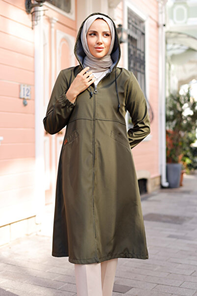 Pamuk Butik Kadın Büzgü Detaylı Cepli Trençkot