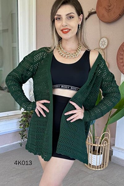 İnce Topuk Ajurlu Triko Hırka 4k013