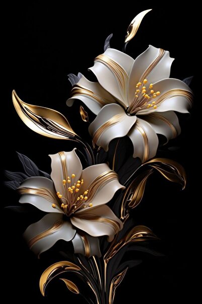 Harikabirev HARİKABİREV | COMBINAT DE FLORI NEGRU-ALB 01 | TABLO MDF CU CADRU PLEXY KRFZ