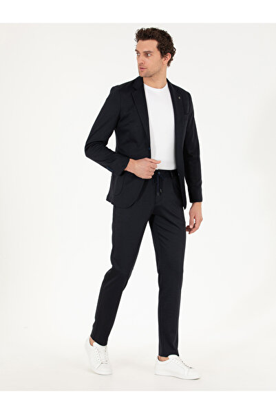 Cacharel Lacivert Slim Fit Yün Karışımlı Kumaş Pantolon 50265279-VR033