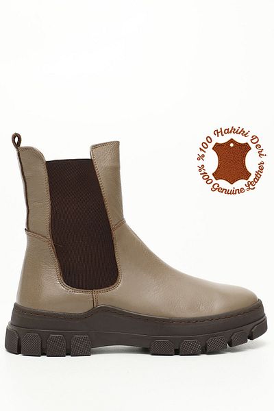 GÖNDERİ(R) Women/Girls Mink Floater Rubber Sole Genuine Leather Chelsea Boots