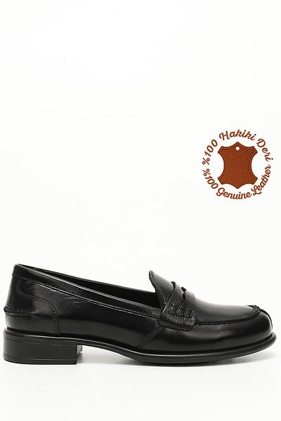 GÖNDERİ(R) Women/Girls Black Patent Leather Genuine Leather Loafer Shoes