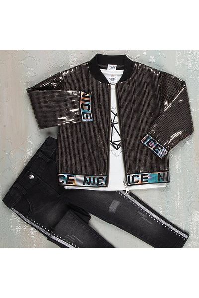Cool Exclusive Girl's Nice Sequin Jacket Set