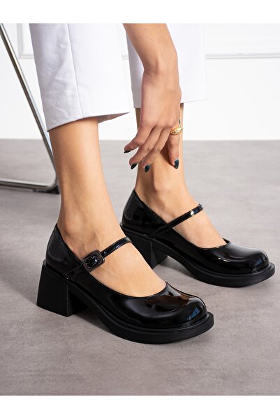 Alemdar Shoes Siyah Rugan Kemer Detay Kadın Loafer