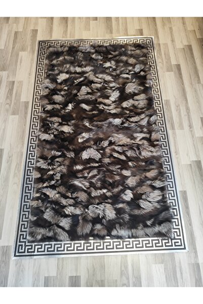 KuzeyCarpet Gümüş varaklı gri renkli doğal kürk halı