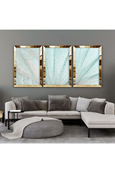 Harikabirev Harikabi̇rev - Blue Glitter Appearance Abstract Combination, Plexi Framed Mdf Painting, Krfz