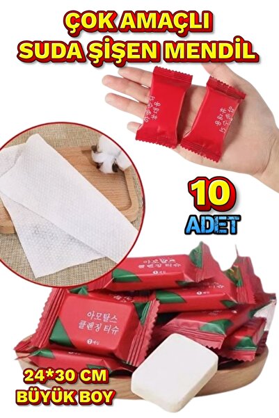 xolo Çok Amaçlı Suda Şişen Mendil 10'lu Set 24x30 cm Büyük Boy