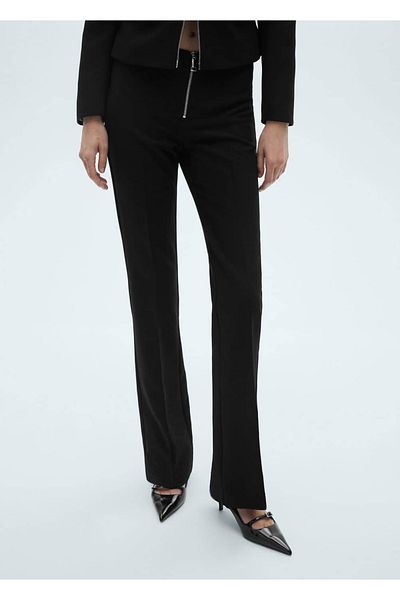 MANGO Woman Zippered Flare Pants