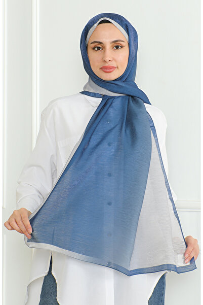 sefamerve Karaca Degrade Pırıltı Şal 81059-03 Gri Lacivert