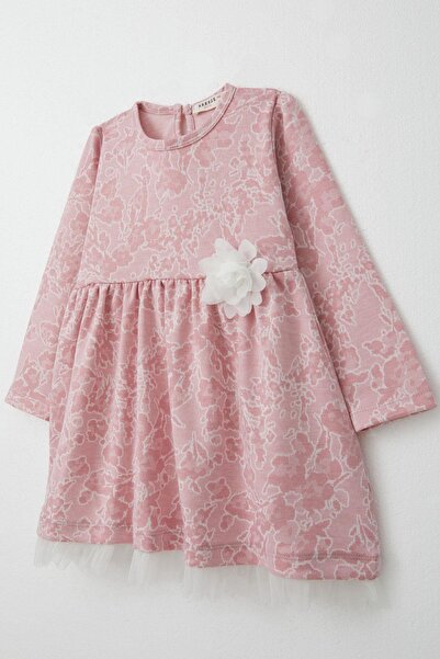 Breeze Κοριτσίστικο μακρυμάνικο φόρεμα με λουλούδια 3-7 ετών, αποξηραμένο τριαντάφυλλο