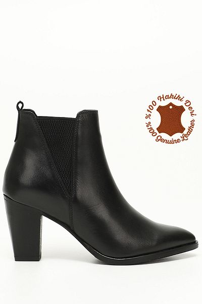 GÖNDERİ(R) Women / Girls Black Heeled Genuine Leather Chelsea Boots