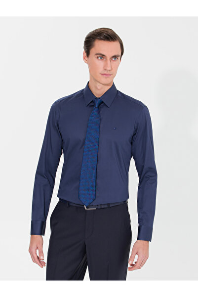 Cacharel Lacivert Slim Fit Uzun Kollu Basic Gömlek 50268503-VR033