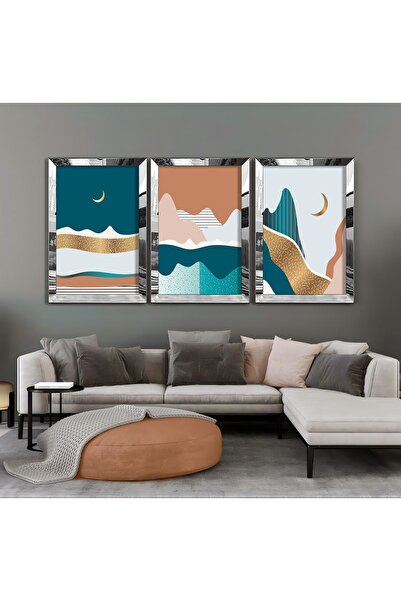 Harikabirev Wonderfulabrev | Blue-Pink-Gold Scenery Combin | Plexy Frame Mdf Table Krfz