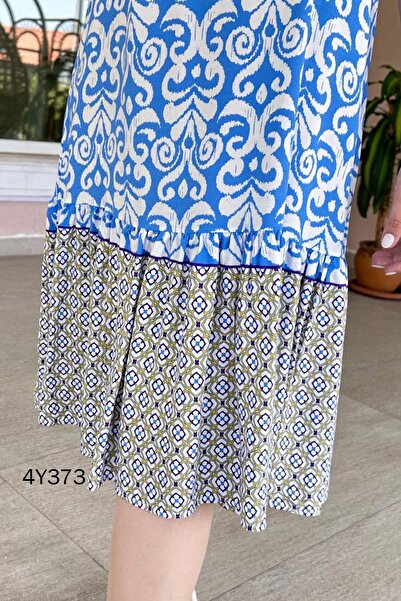 İnce Topuk Сукня з віскозним візерунком без рукавів - 4Y373