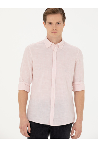 Cacharel Somon Slim Fit %100 Pamuk Çizgili Gömlek 50253923-VR047