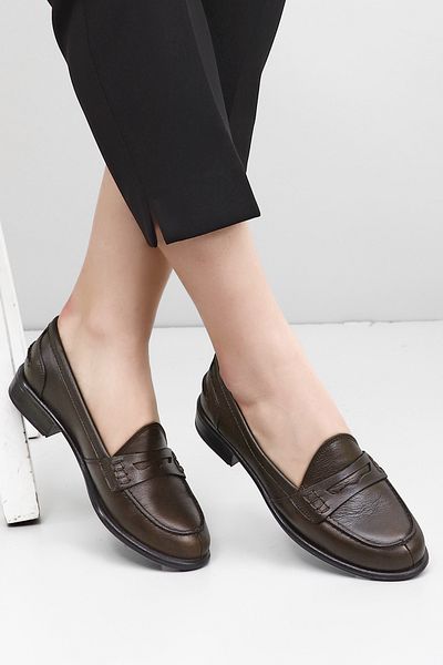 GÖNDERİ(R) Women/Girls Brown Antique Genuine Leather Loafer Shoes