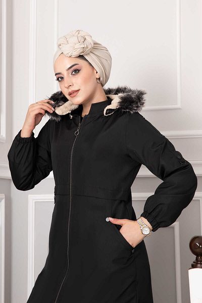 EBRUTESETTÜR Fur Lined Coat with Anchor Detail