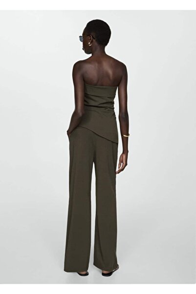 MANGO Woman Beli bağcıklı düz kesim pantolon