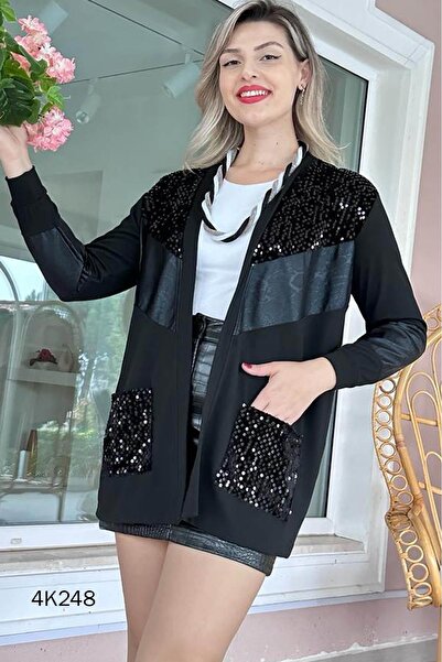 İnce Topuk Strawberry Fabric Cardigan - Sequin Detailed, Model 4K248