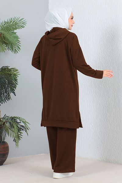MODAQU Brown Hooded Long Double Set