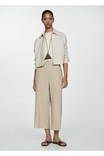 MANGO Woman Wideleg linen pants
