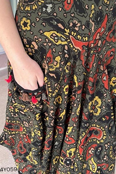 İnce Topuk TaSSel Detailed Zero Sleeve Bag DreSS - 4Y059