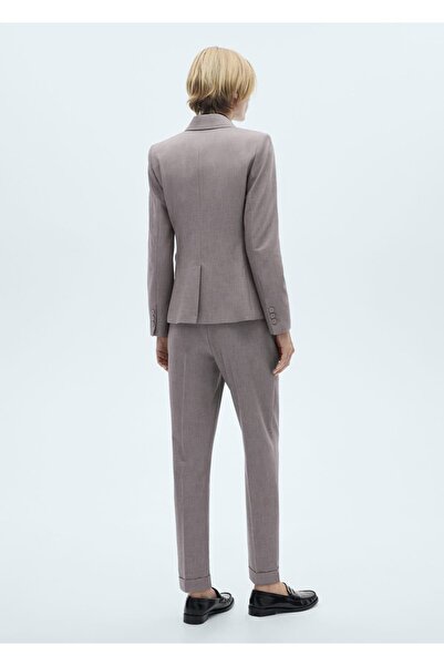 MANGO Woman Düz kesim kumaş pantolon