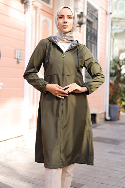 Pamuk Butik Kadın Büzgü Detaylı Cepli Trençkot