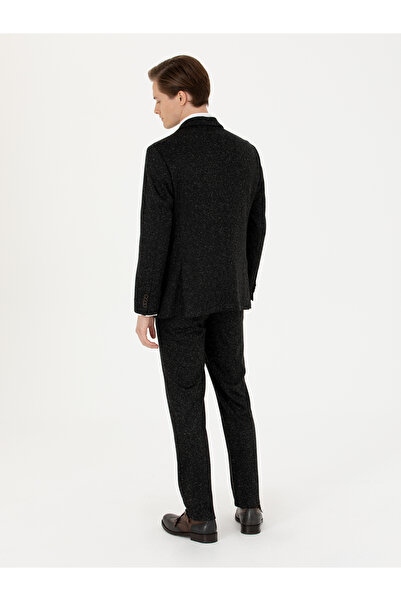 Cacharel Siyah Slim Fit Flanel Yün Karışımlı Kumaş Pantolon 50273665-VR046