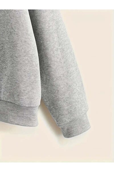 Touz Moda Φούτερ Cute Duck Printed Grey Unisex Oversize Crew Neck Φούτερ