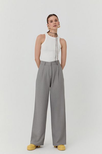 Quzu Gray Palazzo Fabric - Wide Leg Trousers
