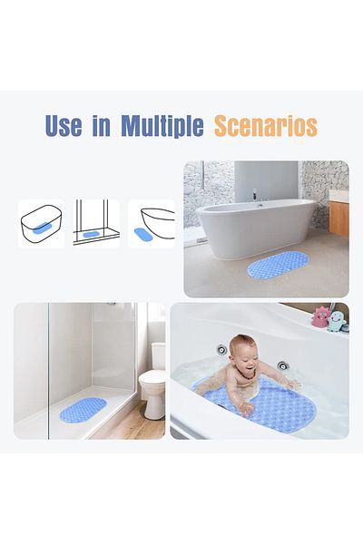 Blue Home ECO-LUX Baht Μαλακό αντιολισθητικό χαλάκι μασάζ ποδιών ντους - Άνετο αντιολισθητικό μαξιλαράκι μπάνιου Μέγεθος: 63cm x 38cm Οβάλ