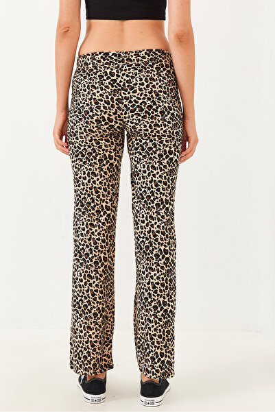 Bianco Lucci Kadın Leopar Desenli Süet Pantolon 10016 60251857