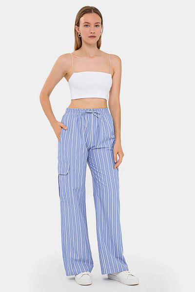 Hiccup Pantaloni drepti cu dungi cu talie înaltă