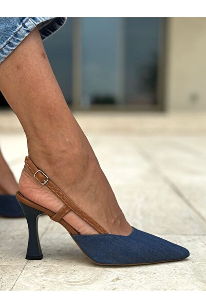 Gökhan Talay Estelle Lacivert Kot Orta Topuklu(8 cm) Klasik Topuklu Kadın Ayakkabı