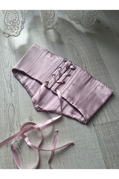 MARSTR Pink Satin Coquette Lolita Waist Corset, over Dress (Measure Your Waist in Summer) No Returns