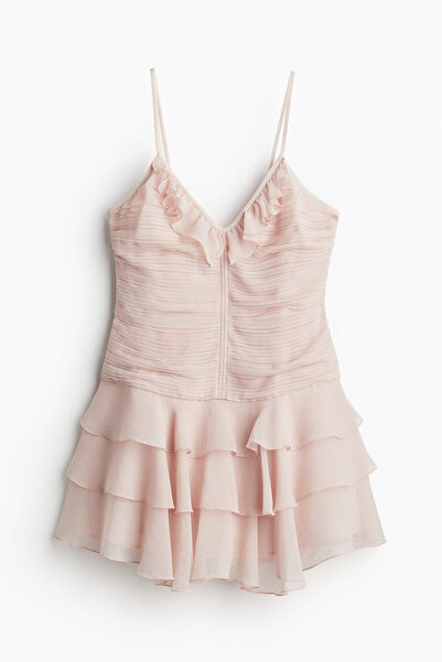 H&M Katlı Etekli Şifon Elbise