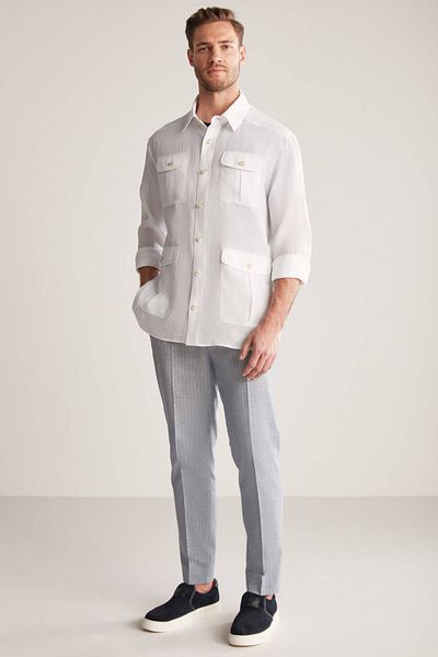 Hemington Pure Linen Off-White Outerwear Shirt