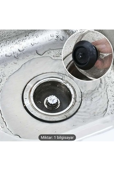ÇEÇEN HOME (1 adet) Paslanmaz Çelik Lavabo Süzgeci ,Sepeti Tıpa ile Mutfak Gi...