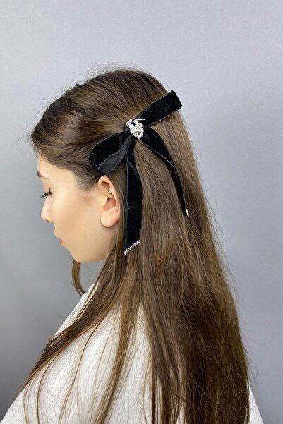 Limelia Agrafă de păr cu pietre cu fundă și panglică de catifea