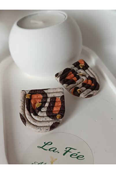 La fee aksesuar Steel Earring Apparatus - Leopard Pattern Polymer Clay Earrings