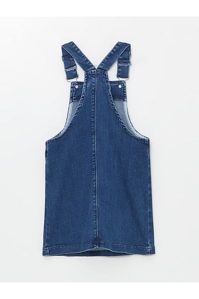 LC Waikiki Lw - Square Collar Girl's Jean Salopet Dress